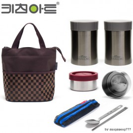 키친아트 보온도시락 S라인 500ml 트윈 set 밥통2 찬통2 수저세트